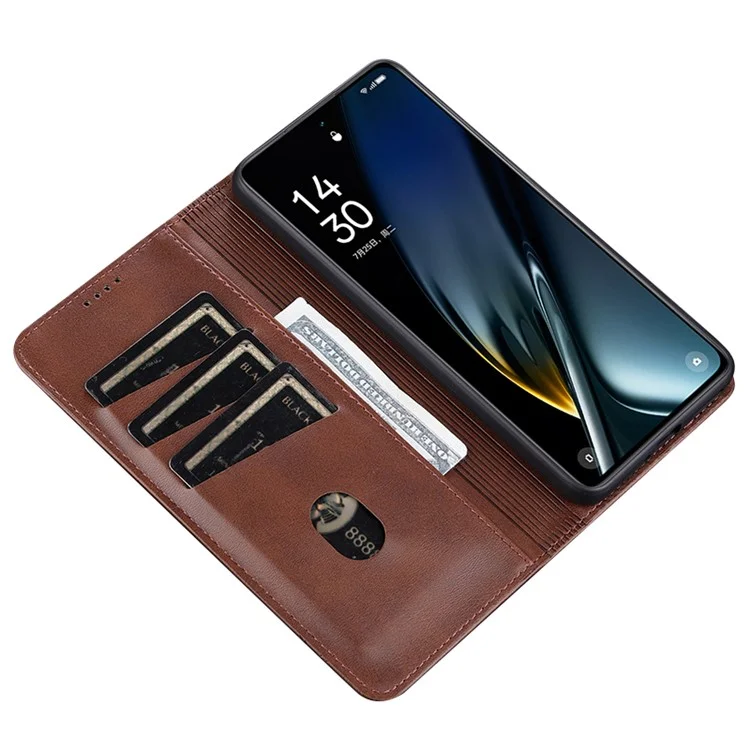 AZNS For Oppo K11 5G / OnePlus Nord CE3 5G Cellphone Cover PU Leather Flip Wallet Stand Case Phone Shell - Coffee