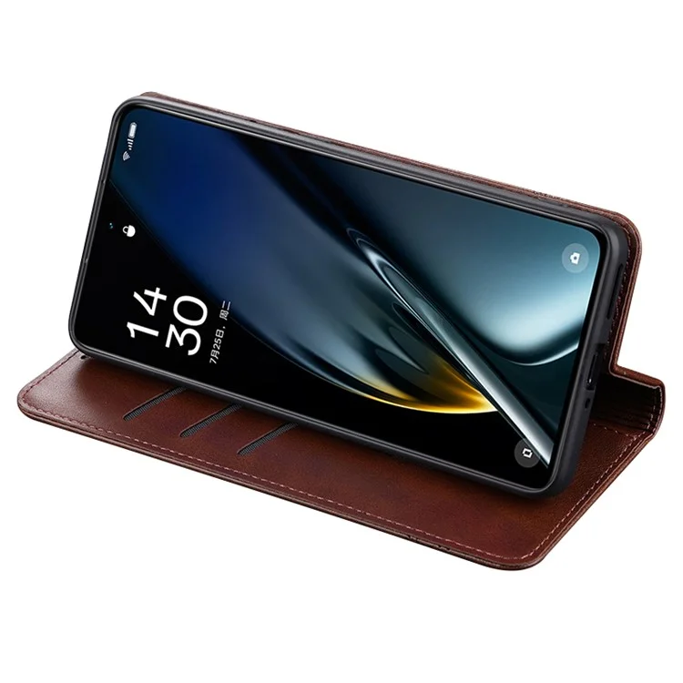 AZNS For Oppo K11 5G / OnePlus Nord CE3 5G Cellphone Cover PU Leather Flip Wallet Stand Case Phone Shell - Coffee