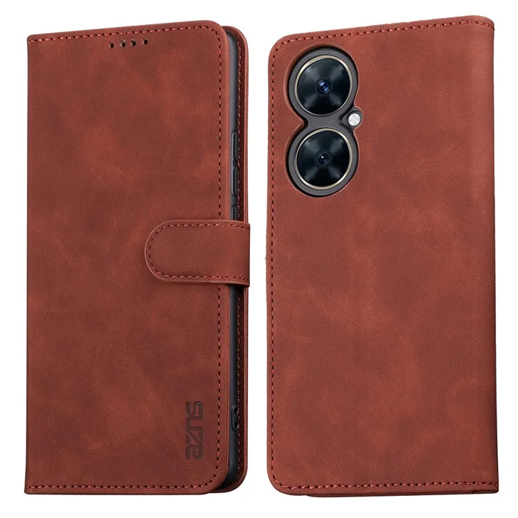 AZNS Para Huawei nova 11i Capa Flip de Couro PU Resistente a Choques com Carteira e Suporte - Marrom