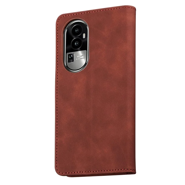 AZNS para Oppo Reno10 5G (Global) / Reno10 Pro 5G (Global) Caso de telefone da carteira de couro PU anti-risco Stand - Marrom