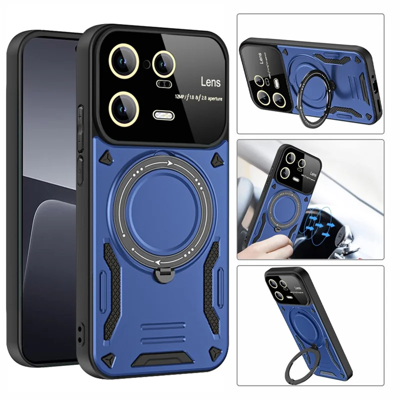 For Xiaomi 13 Pro 5G PC+TPU Shockproof Phone Case Kickstand Cover Magnetic Case - Blue