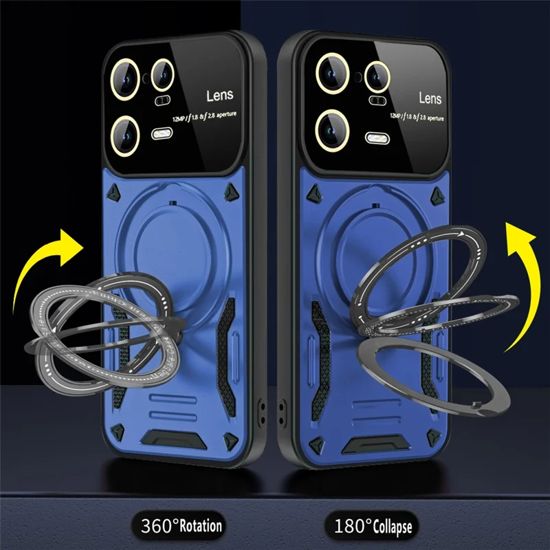 For Xiaomi 13 Pro 5G PC+TPU Shockproof Phone Case Kickstand Cover Magnetic Case - Blue