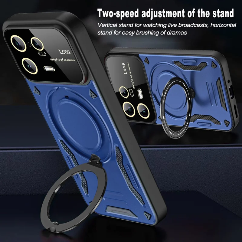 For Xiaomi 13 Pro 5G PC+TPU Shockproof Phone Case Kickstand Cover Magnetic Case - Blue