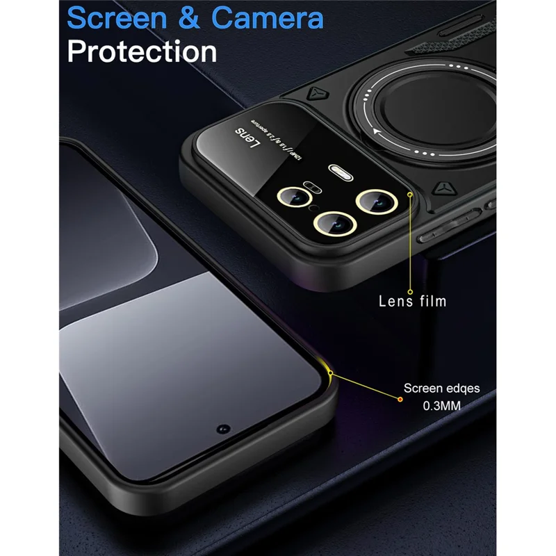 For Xiaomi 13 Pro 5G PC+TPU Shockproof Phone Case Kickstand Cover Magnetic Case - Blue