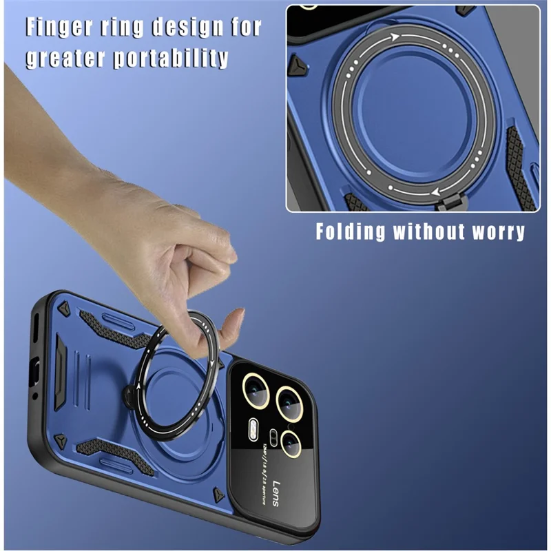 For Xiaomi 13 Pro 5G PC+TPU Shockproof Phone Case Kickstand Cover Magnetic Case - Blue