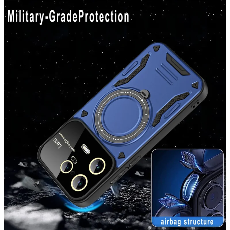 For Xiaomi 13 Pro 5G PC+TPU Shockproof Phone Case Kickstand Cover Magnetic Case - Blue