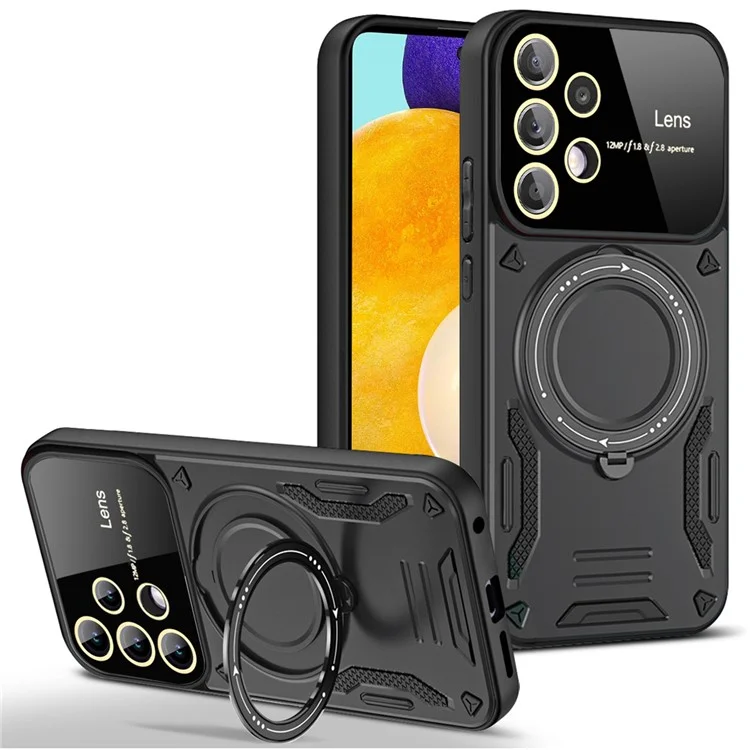 Für Samsung Galaxy A52 4G / A52s 5G / A52 5G Ring Kickstand Case PC+TPU Handyhülle kompatibel mit MagSafe - Schwarz