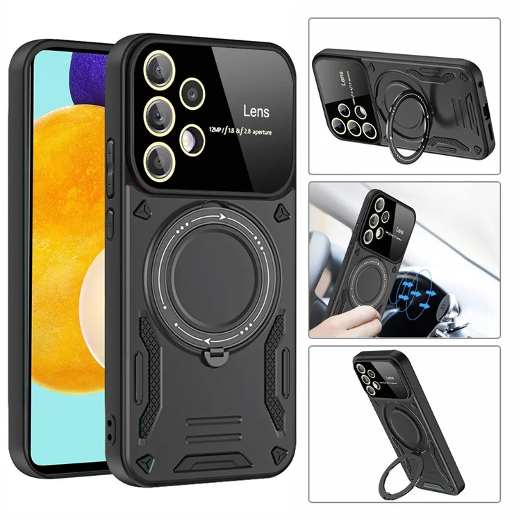 Für Samsung Galaxy A52 4G / A52s 5G / A52 5G Ring Kickstand Case PC+TPU Handyhülle kompatibel mit MagSafe - Schwarz