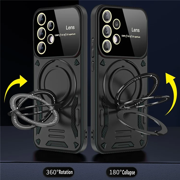 Für Samsung Galaxy A52 4G / A52s 5G / A52 5G Ring Kickstand Case PC+TPU Handyhülle kompatibel mit MagSafe - Schwarz