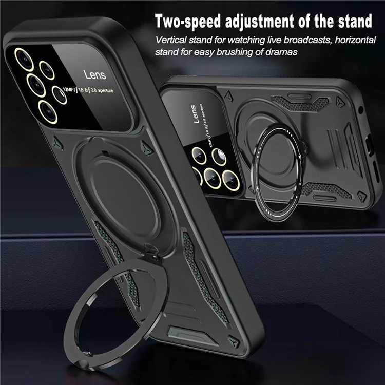Für Samsung Galaxy A52 4G / A52s 5G / A52 5G Ring Kickstand Case PC+TPU Handyhülle kompatibel mit MagSafe - Schwarz