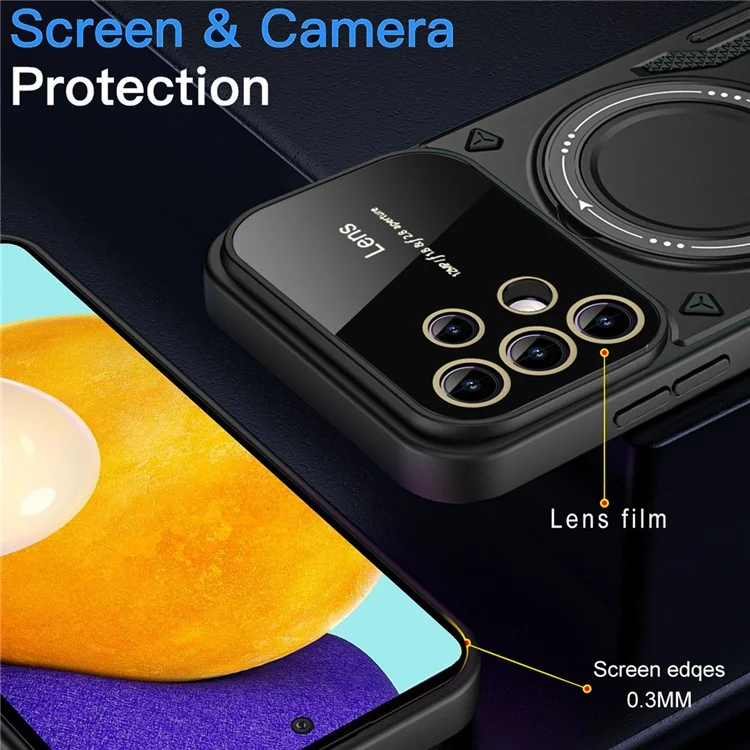 Für Samsung Galaxy A52 4G / A52s 5G / A52 5G Ring Kickstand Case PC+TPU Handyhülle kompatibel mit MagSafe - Schwarz