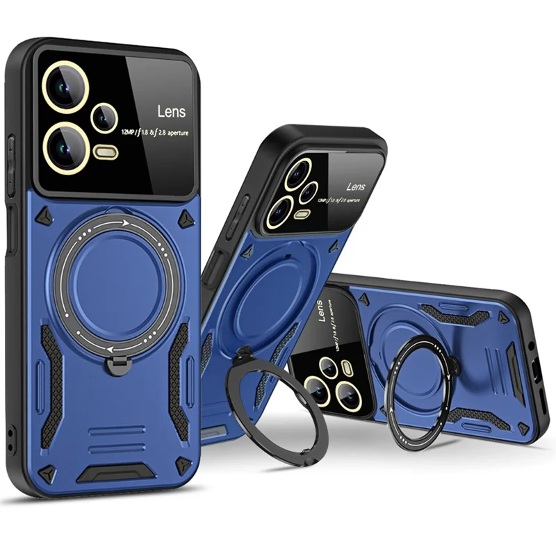 For Xiaomi Redmi Note 12 Pro 4G Back Case Rotating Kickstand PC+TPU Phone Cover Magnetic Case - Blue