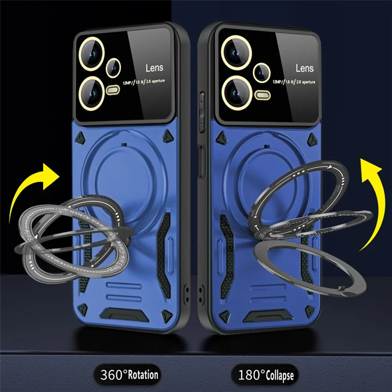 For Xiaomi Redmi Note 12 Pro 4G Back Case Rotating Kickstand PC+TPU Phone Cover Magnetic Case - Blue