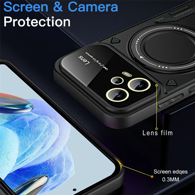 For Xiaomi Redmi Note 12 Pro 4G Back Case Rotating Kickstand PC+TPU Phone Cover Magnetic Case - Blue