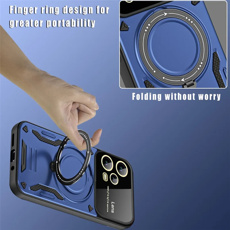 For Xiaomi Redmi Note 12 Pro 4G Back Case Rotating Kickstand PC+TPU Phone Cover Magnetic Case - Blue