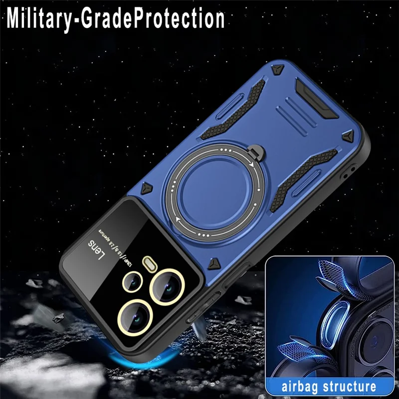 For Xiaomi Redmi Note 12 Pro 4G Back Case Rotating Kickstand PC+TPU Phone Cover Magnetic Case - Blue