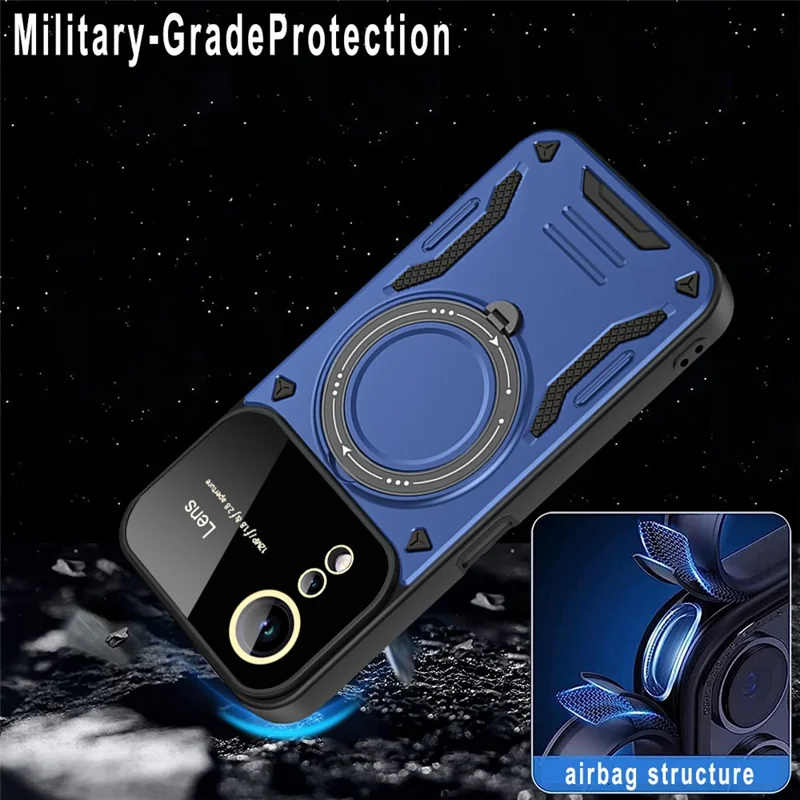 Coque avec support pivotant à anneau rotatif pour Oppo A78 5G / A58 5G, housse magnétique PC+TPU compatible MagSafe - Violet