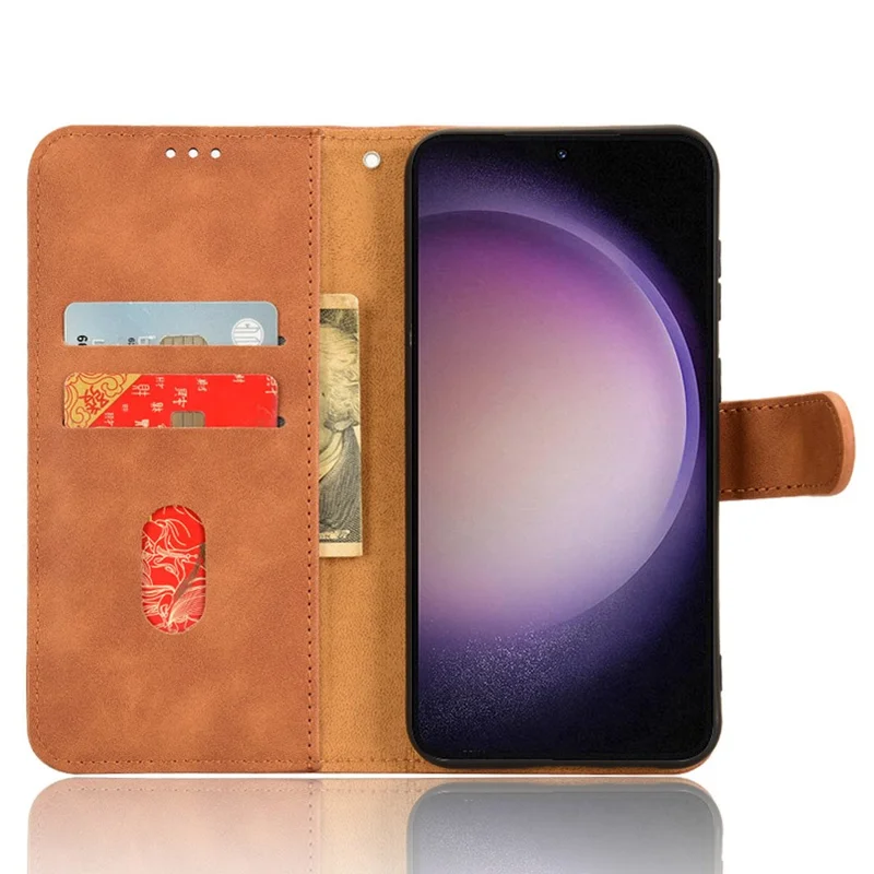Pour Samsung Galaxy S23 FE Étui en cuir PU Absorbing Shock Étui support pour portefeuille - Brun