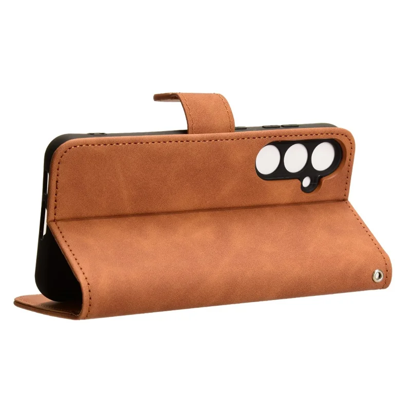 Pour Samsung Galaxy S23 FE Étui en cuir PU Absorbing Shock Étui support pour portefeuille - Brun