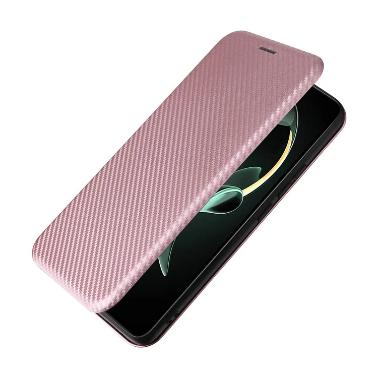 For Xiaomi Redmi K60 Ultra / 13T / 13T Pro Carbon Fiber Texture Phone Case Leather Stand Anti-drop Cover with Card Slot - Rose Gold