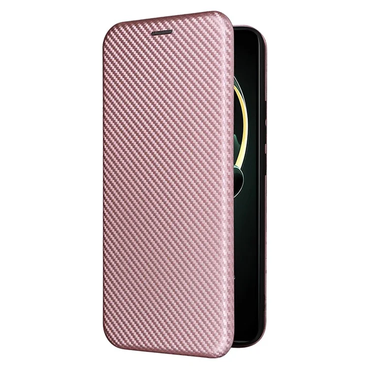 For Xiaomi Redmi K60 Ultra / 13T / 13T Pro Carbon Fiber Texture Phone Case Leather Stand Anti-drop Cover with Card Slot - Rose Gold
