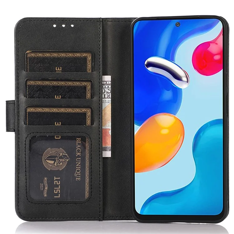 Pour Huawei Mate 60 Pro Cowhide Texture Cell Phone Case Leather Wallet Stand Anti-fall Cover - Noir