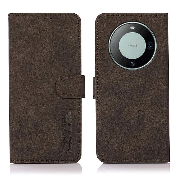 KHAZNEH Per Huawei Mate 60 Pro Custodia portafoglio in pelle PU con supporto testurizzato - Marrone