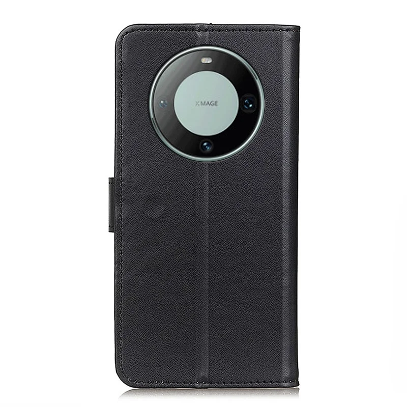 For Huawei Mate 60 Pro PU Leather Wallet Phone Cover Textured Flip Stand Smartphone Case - Black
