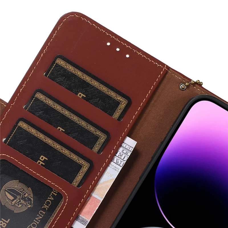 For Huawei Mate 60 Pro RFID Blocking Wallet Genuine Cow Leather Case Silky Feeling Phone Cover - Coffee