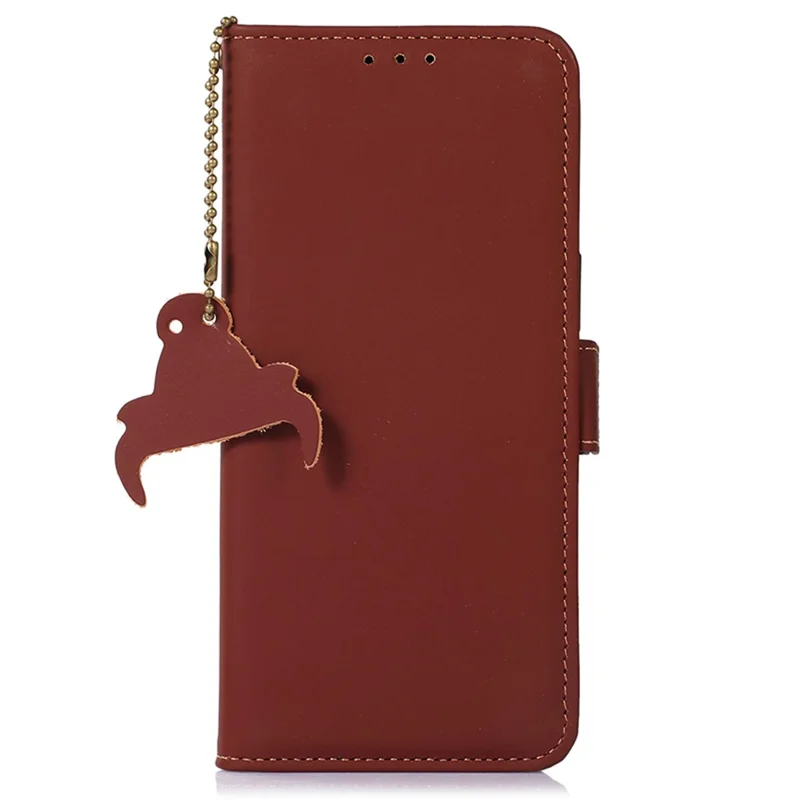 For Huawei Mate 60 Pro RFID Blocking Wallet Genuine Cow Leather Case Silky Feeling Phone Cover - Coffee