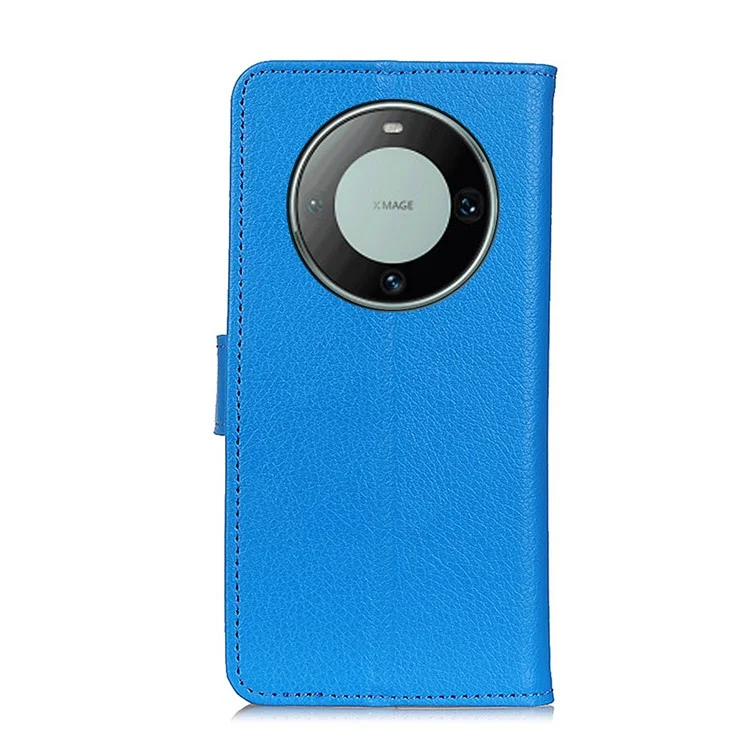 Para Huawei Mate 60 Pro Litchi Texture PU Leather Wallet Case Support Stand Phone Cover - Azul