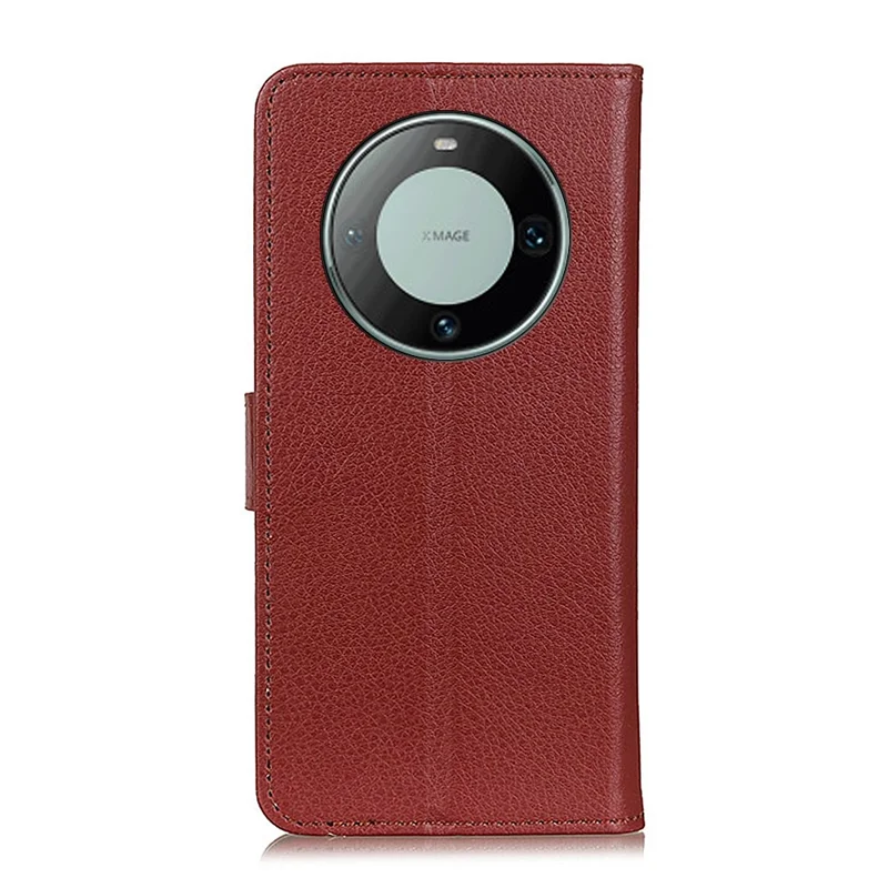 For Huawei Mate 60 Pro Litchi Texture PU Leather Wallet Case Support Stand Phone Cover - Brown