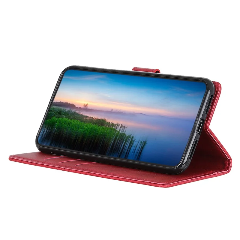 For Huawei Mate 60 Pro Leather Wallet Phone Case Drop-proof Cowhide Texture Stand Cover - Red