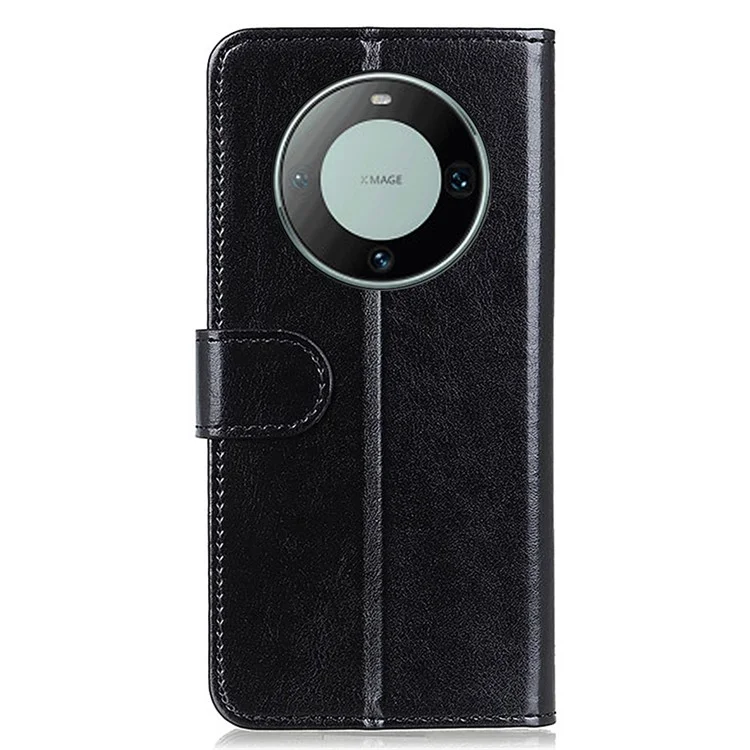 Para Huawei Mate 60 Pro Anti-Scratch PU Leather Phone Case Crazy Horse Texture Wallet Stand Cover - Preto