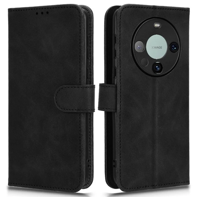 Para Huawei Mate 60 Pro Funda de Teléfono de Cuero PU Protección contra Caídas Piel Táctil Cartera Soporte - Negro