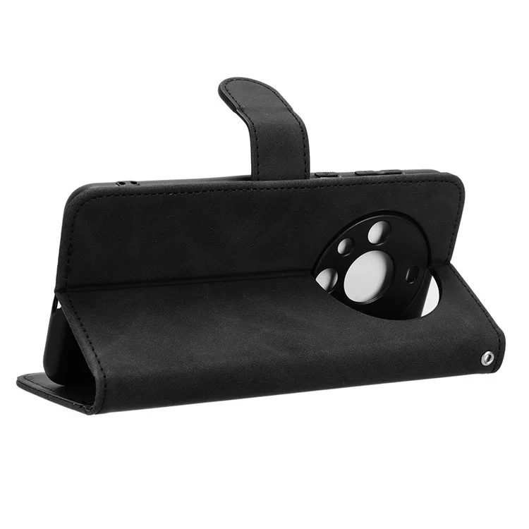 Para Huawei Mate 60 Pro Funda de Teléfono de Cuero PU Protección contra Caídas Piel Táctil Cartera Soporte - Negro