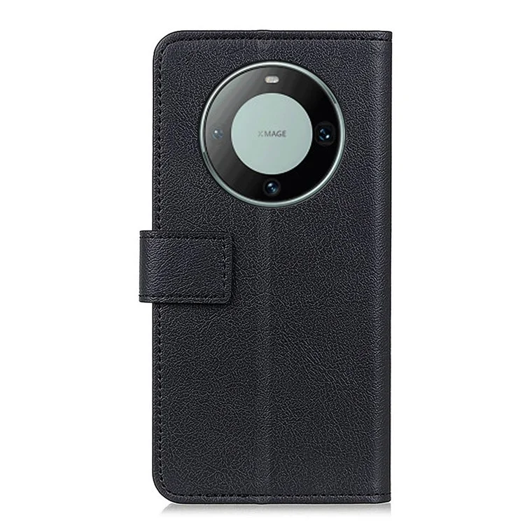 Para Huawei Mate 60 Pro Cubierta de piel sintética texturizada Estuche de cartera con soporte - Negro