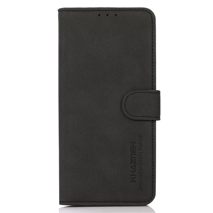 KHAZNEH For Huawei Mate 60 Texturized Cartera de Pie Cubierta Cierre Magnético Cuero Sintético Funda de Teléfono - Negro