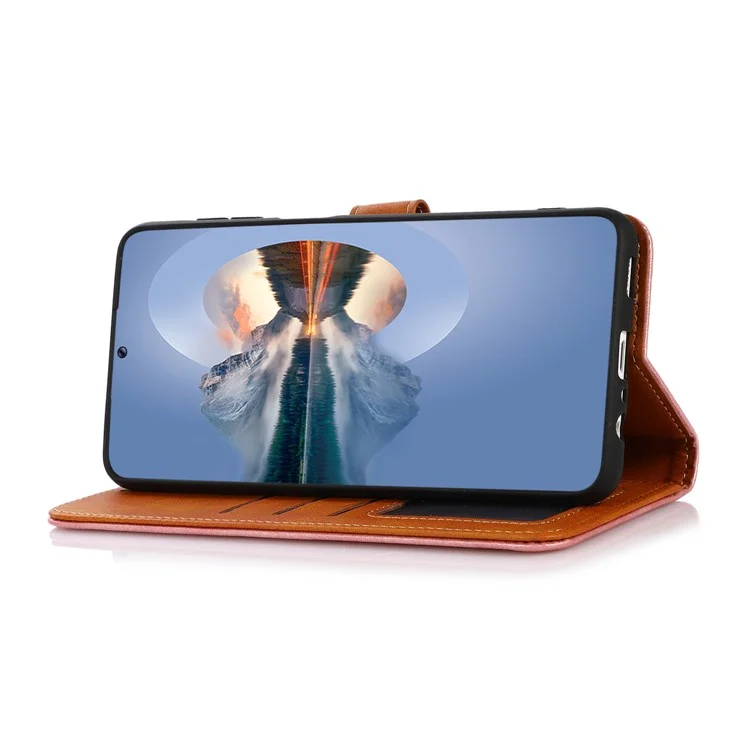 KHAZNEH Für Huawei Mate 60 Kuhledertextur Leder Flip-Cover Anti-Schock Brieftasche Handyhülle - Rose Gold
