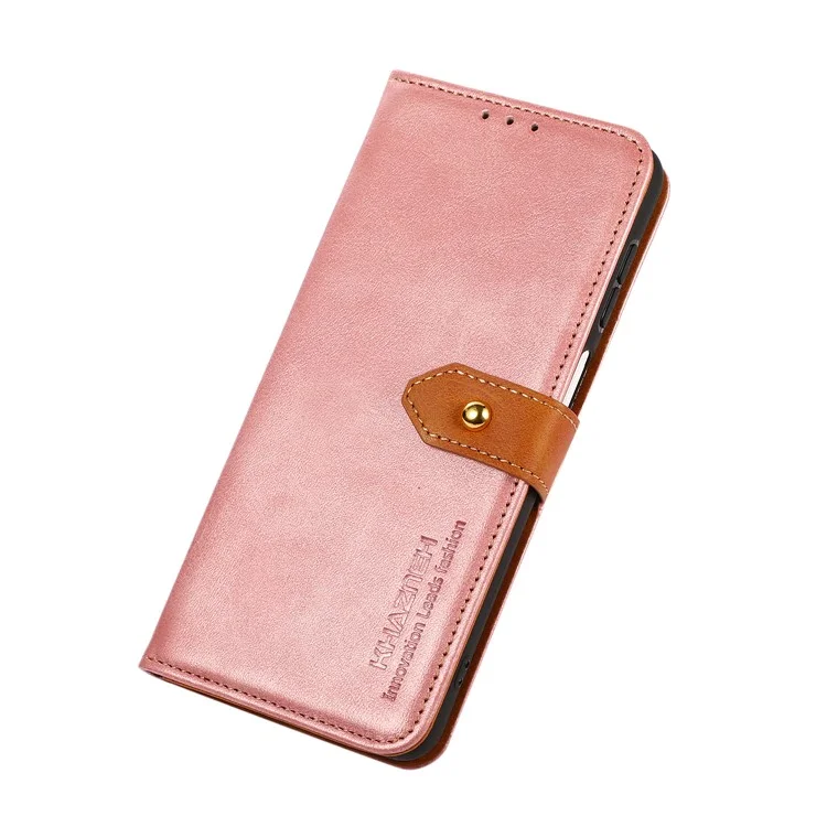 KHAZNEH Für Huawei Mate 60 Kuhledertextur Leder Flip-Cover Anti-Schock Brieftasche Handyhülle - Rose Gold