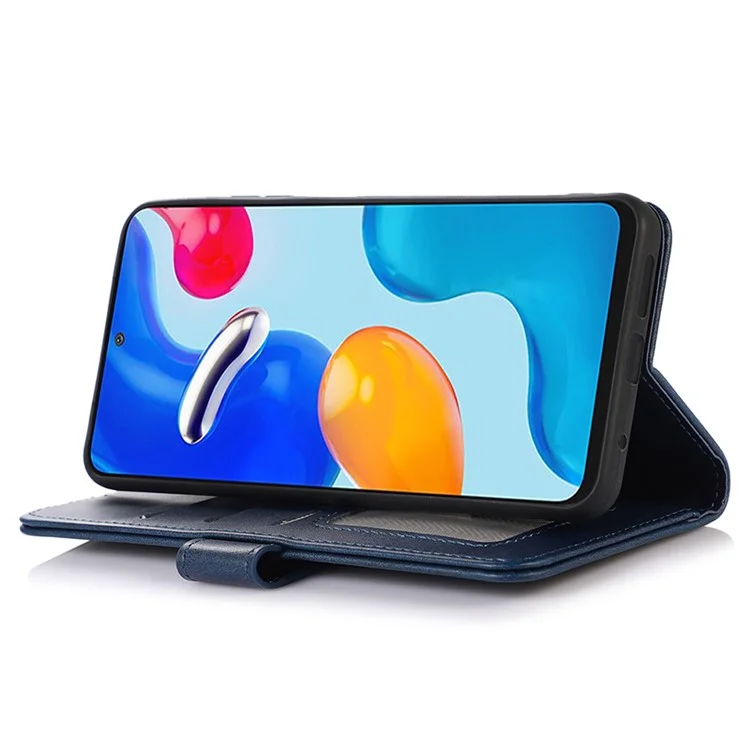 For Huawei Mate 60 Cowhide Texture Cell Phone Case Wallet Stand Anti-Fall Leather Cover - Blue