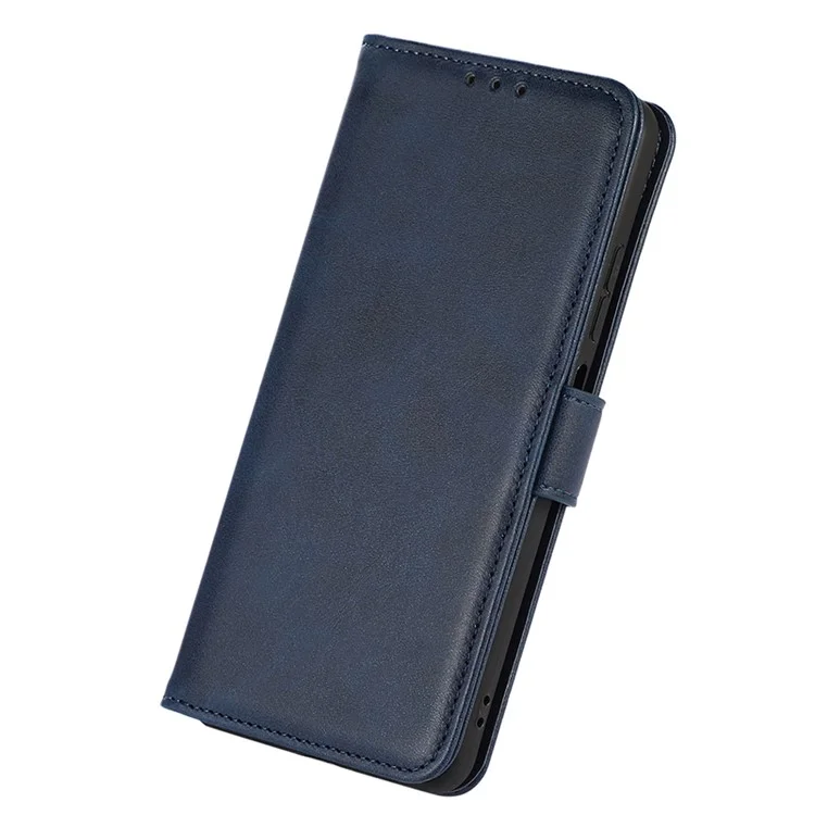 For Huawei Mate 60 Cowhide Texture Cell Phone Case Wallet Stand Anti-Fall Leather Cover - Blue