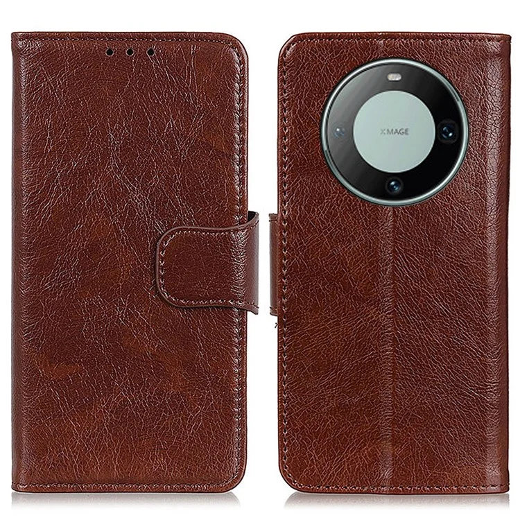 Per Huawei Mate 60 Custodia in pelle anti-caduta split Nappa Texture Wallet Phone Cover - Marrone