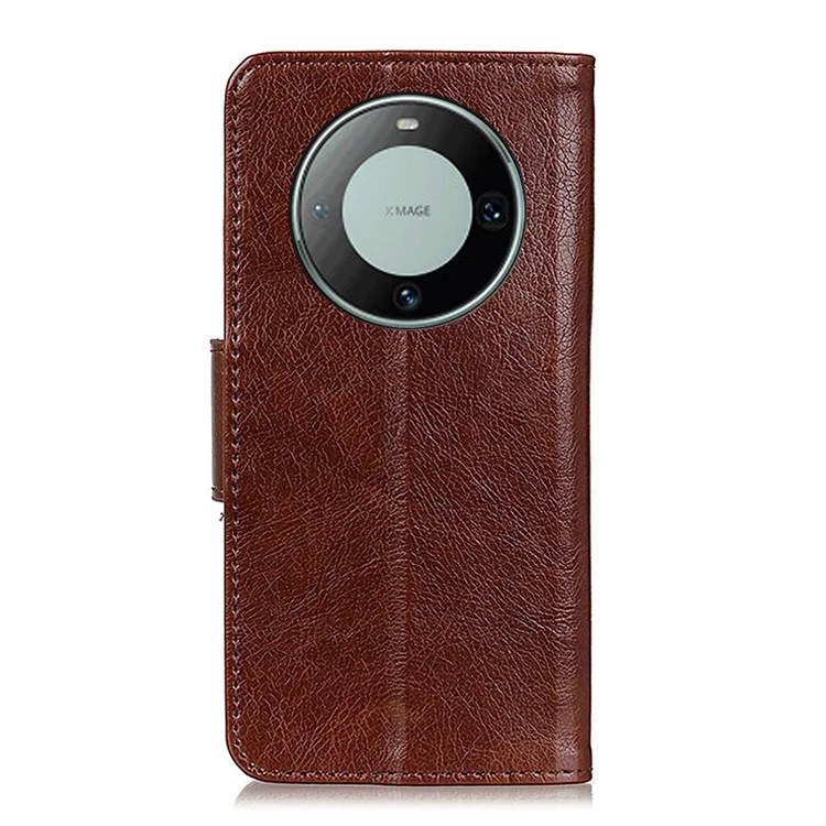 Per Huawei Mate 60 Custodia in pelle anti-caduta split Nappa Texture Wallet Phone Cover - Marrone