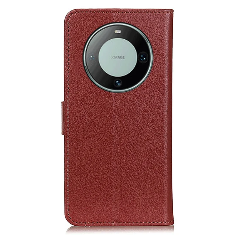Für Huawei Mate 60 PU-Lederetui stoßfest Litchi-Struktur Wallet Stand Handyhülle - Braun