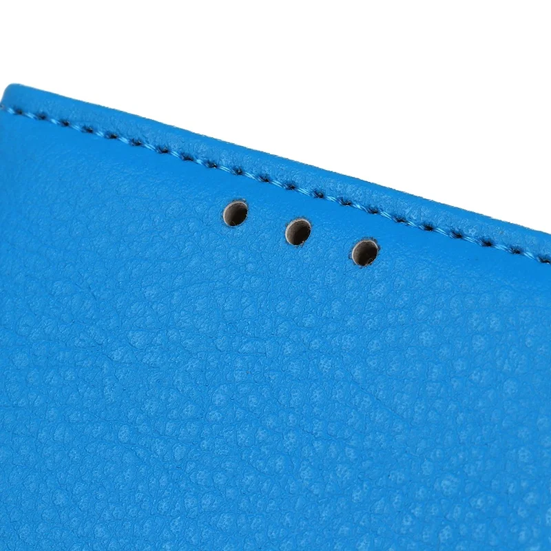 For Huawei Mate 60 PU Leather Case Bump Proof Litchi Texture Wallet Stand Phone Cover - Blue