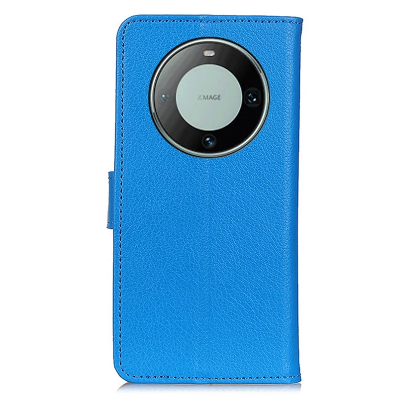 For Huawei Mate 60 PU Leather Case Bump Proof Litchi Texture Wallet Stand Phone Cover - Blue