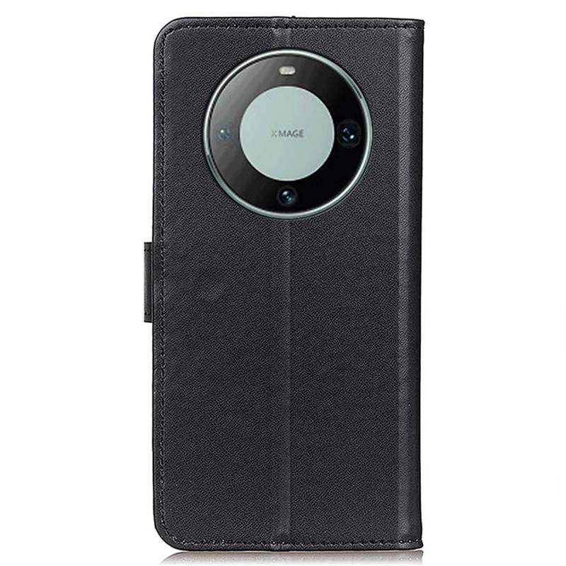 For Huawei Mate 60 Mobile Phone Cover Textured Flip Stand PU Leather Smartphone Case Wallet - Black