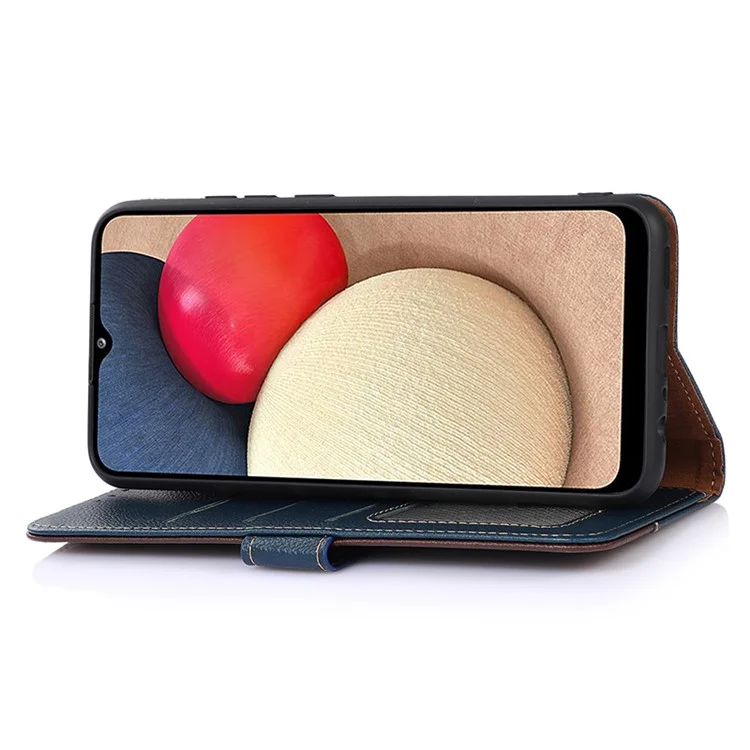 KHAZNEH RFID Blocking Case per Huawei Mate 60, Anti-graffio Litchi Texture Phone Shell Wallet Stand Leather Cover - Blu