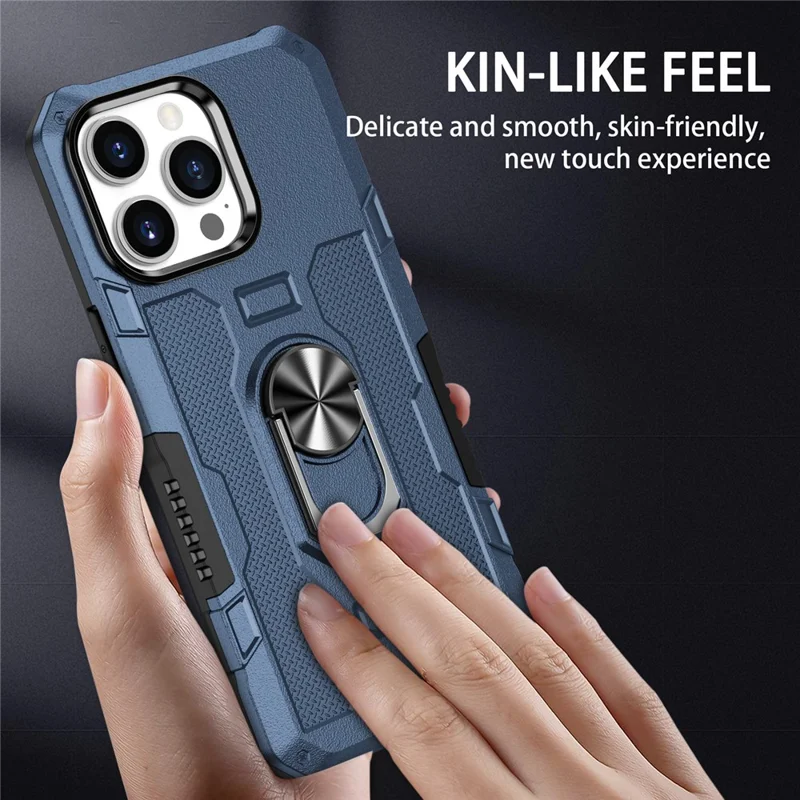 Pour Iphone 15 Pro Max Anti-scratch pc + Tpu Téléphone Couvercle de Protection Avec Une Ranniste - Bleu